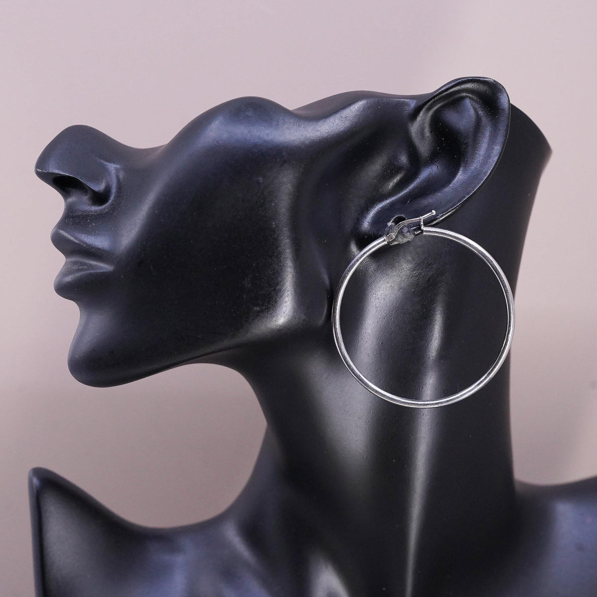 2", vintage JCM Sterling Silver hammered earrings, 925 huge hoops studs