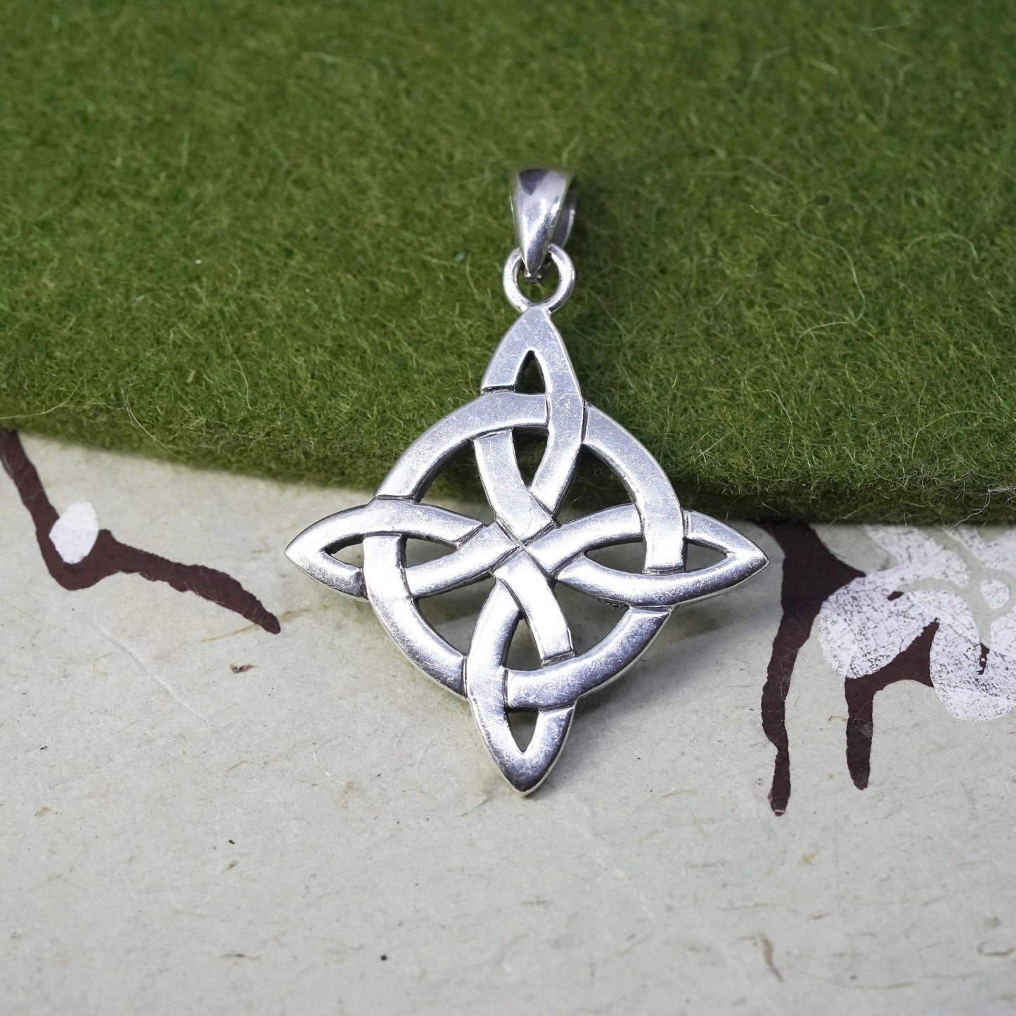 vintage sterling silver handmade pendant, 925 silver Irish Celtic knot charm