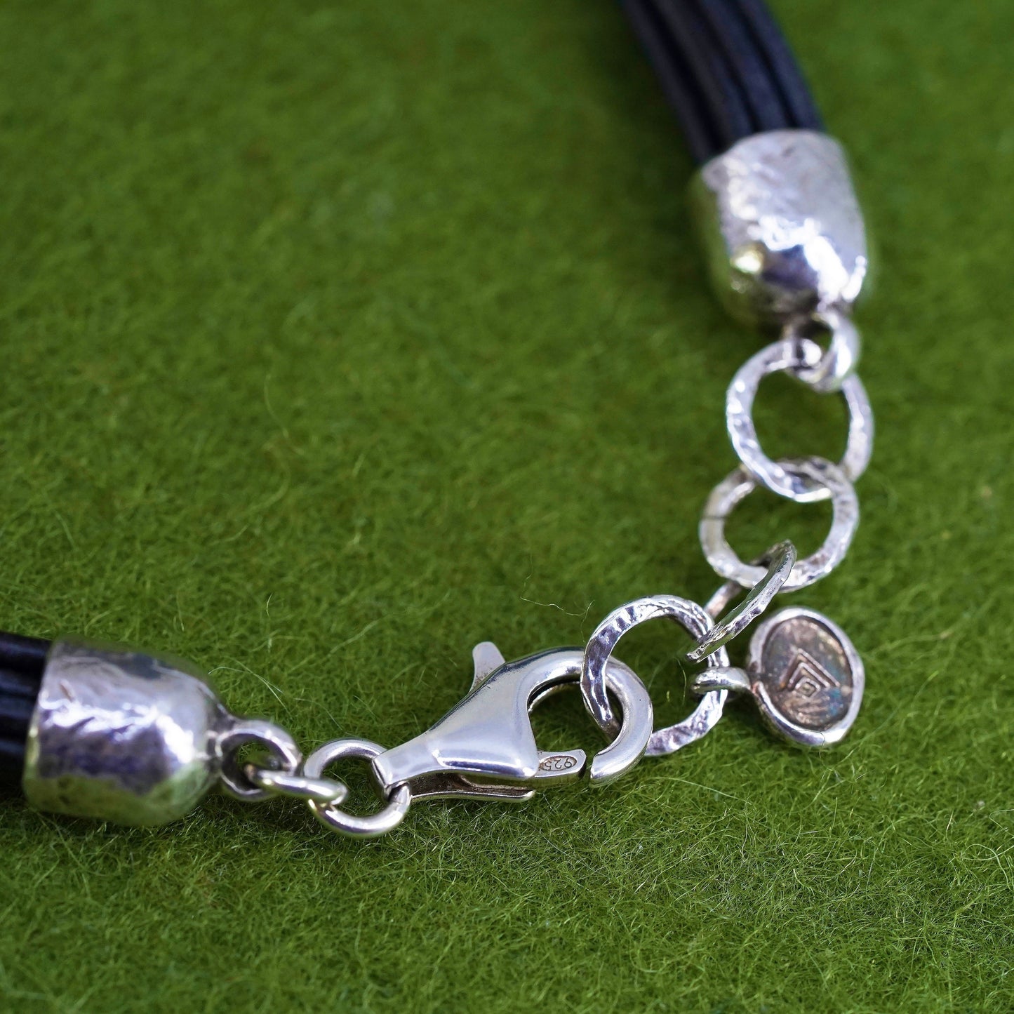 7.25", Silpada Sterling 925 Silver Leather City Sticker Bracelet B3207