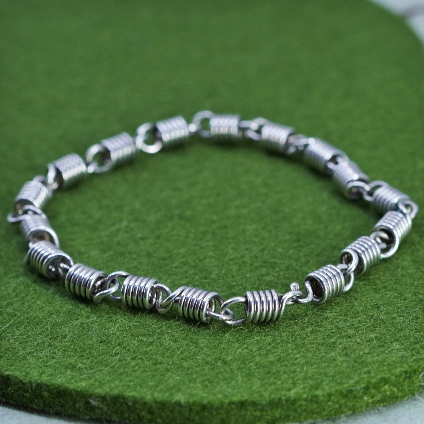 7.75” 6mm, Vintage sterling silver handmade bracelet, 925 spiral tube chain