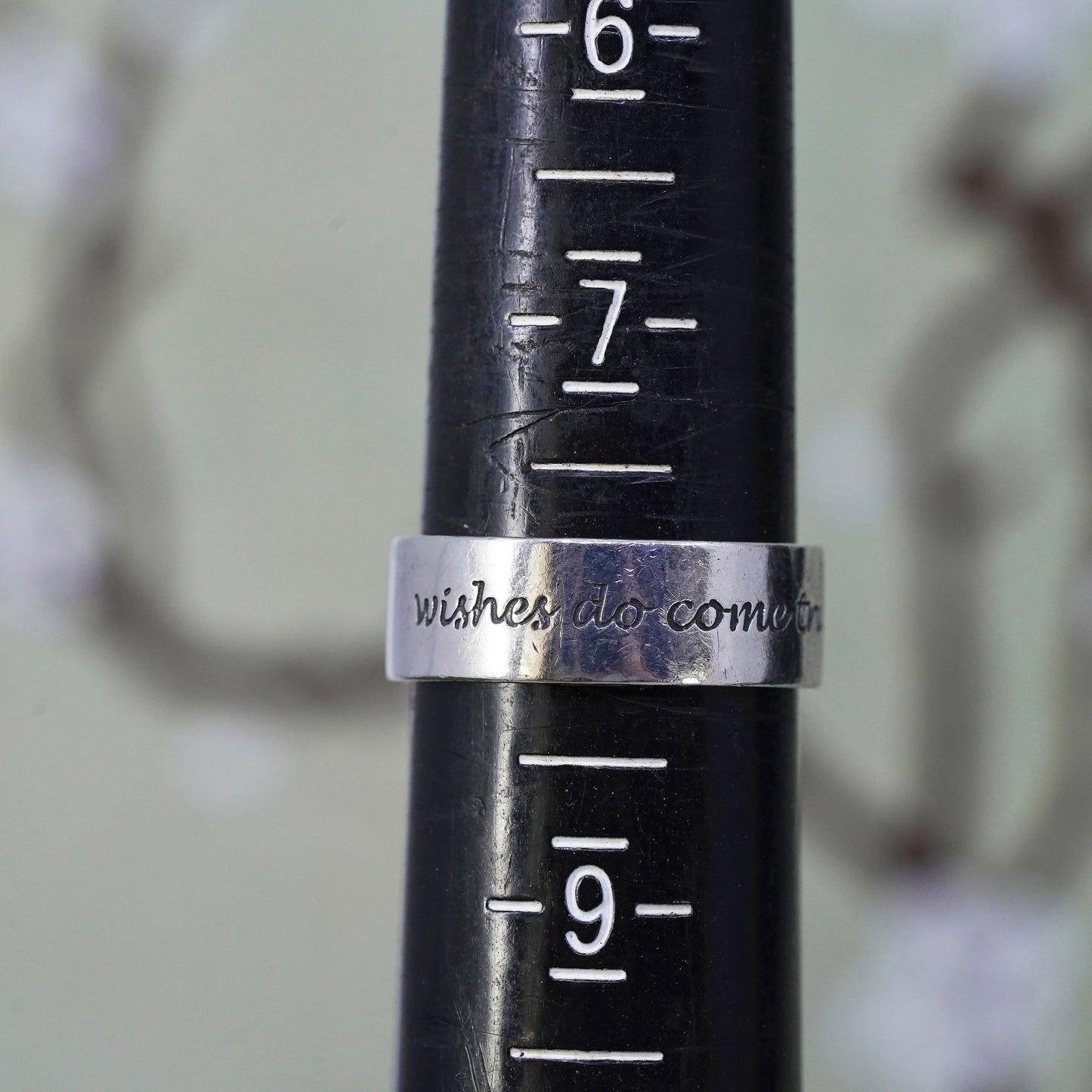 Size 8, DVB sterling silver ring, 925 quote band engraved "wishes do come true"