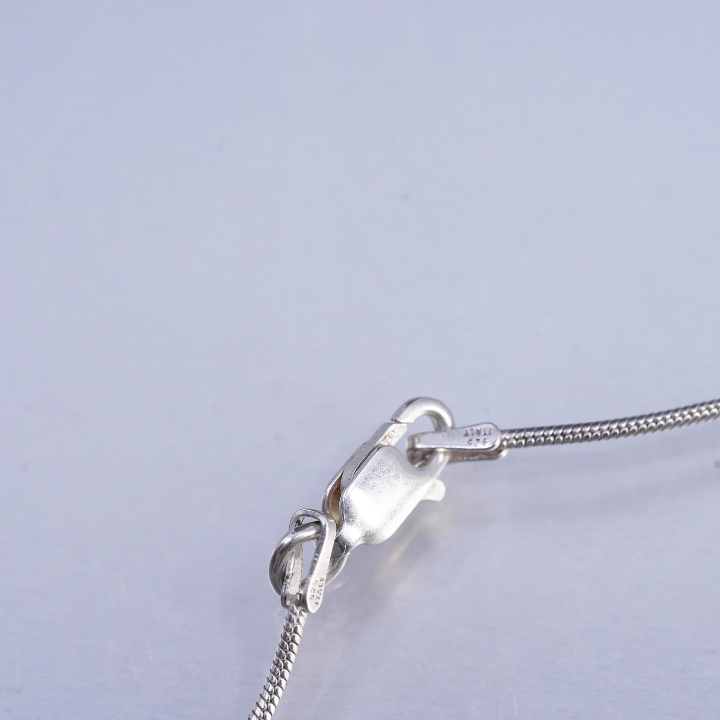 18", vintage Sterling 925 silver handmade snake necklace with turquoise pendant