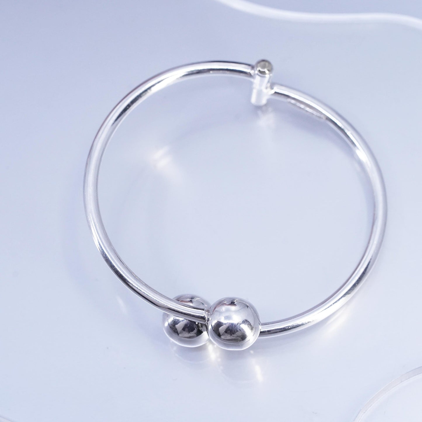7”, Vintage Sterling 925 silver handmade bracelet, wrap bangle with ends