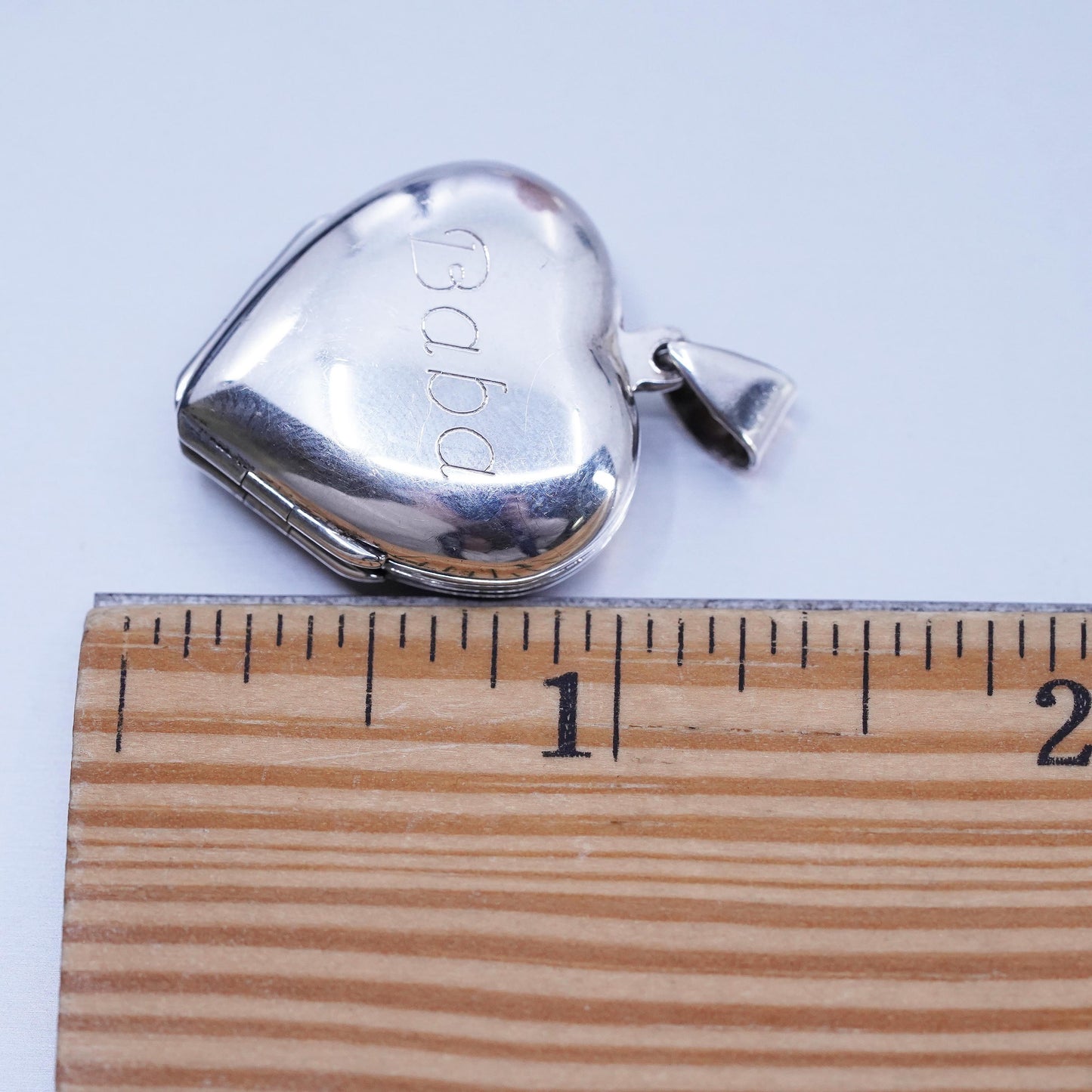 Sterling silver charm, 925 heart 4 photos locket pendant Baba w/ all our love