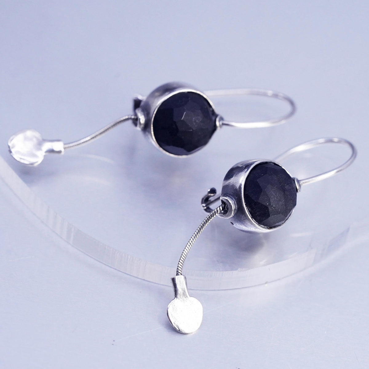 SILPADA Sterling Silver 925 Faceted Matte Black Onyx Dangle Earrings W1626