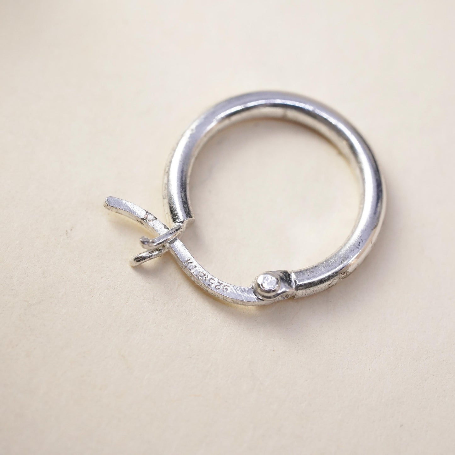 0.5", Vintage sterling silver loop single earring, fashion minimalist primitive hoop