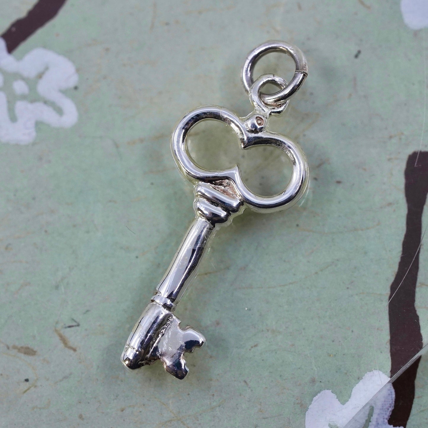 Vintage sterling silver key pendant, 925 charm