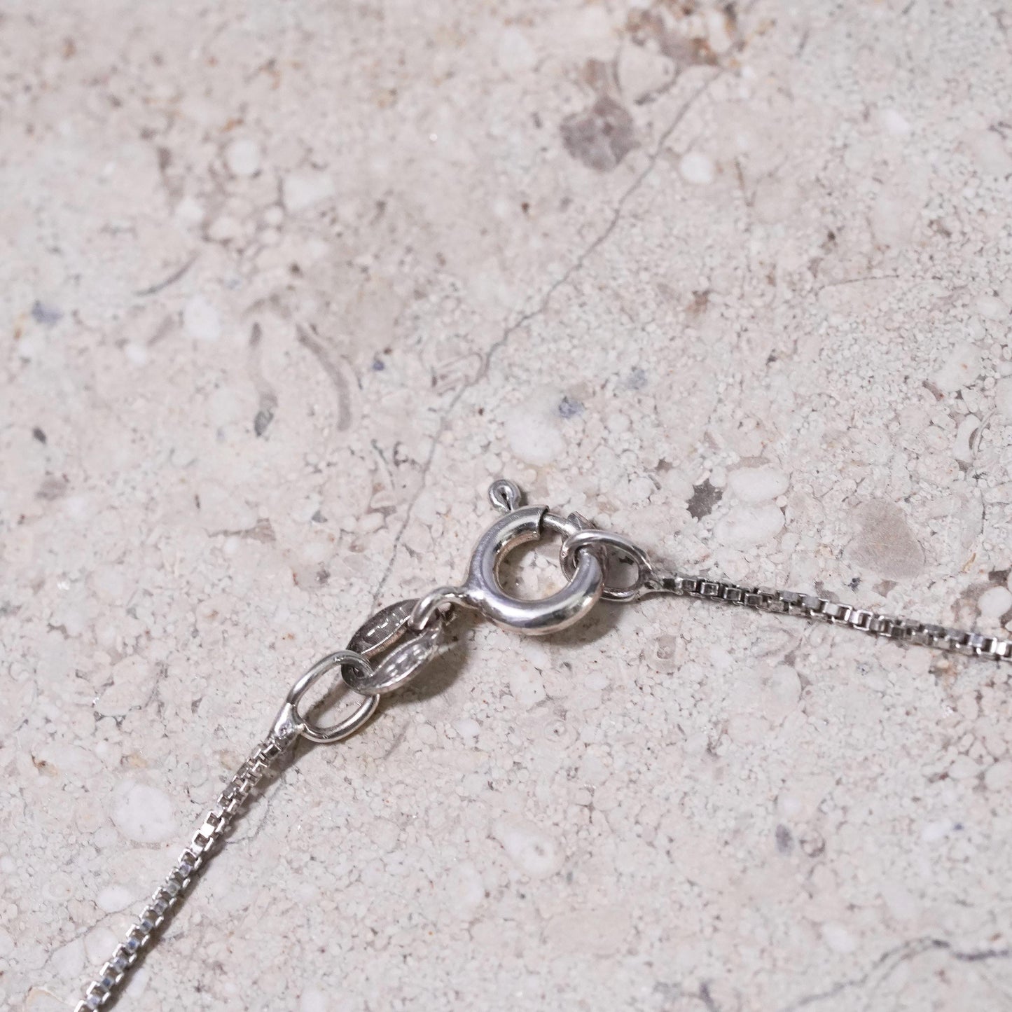16”, VTG LIRM Sterling silver necklace, 925 box chain textured cross pendant