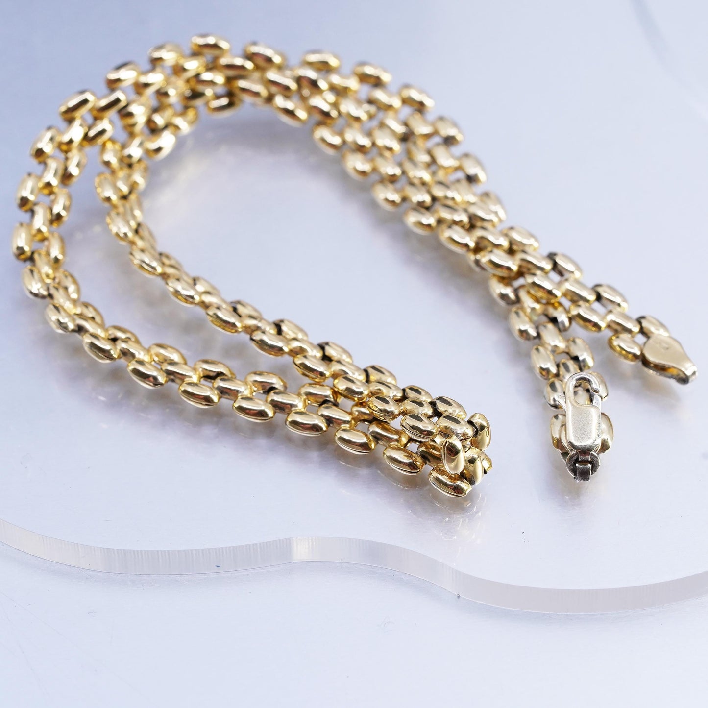 17", Milor Italy vermeil gold plated Sterling 925 silver puffy anchor necklace