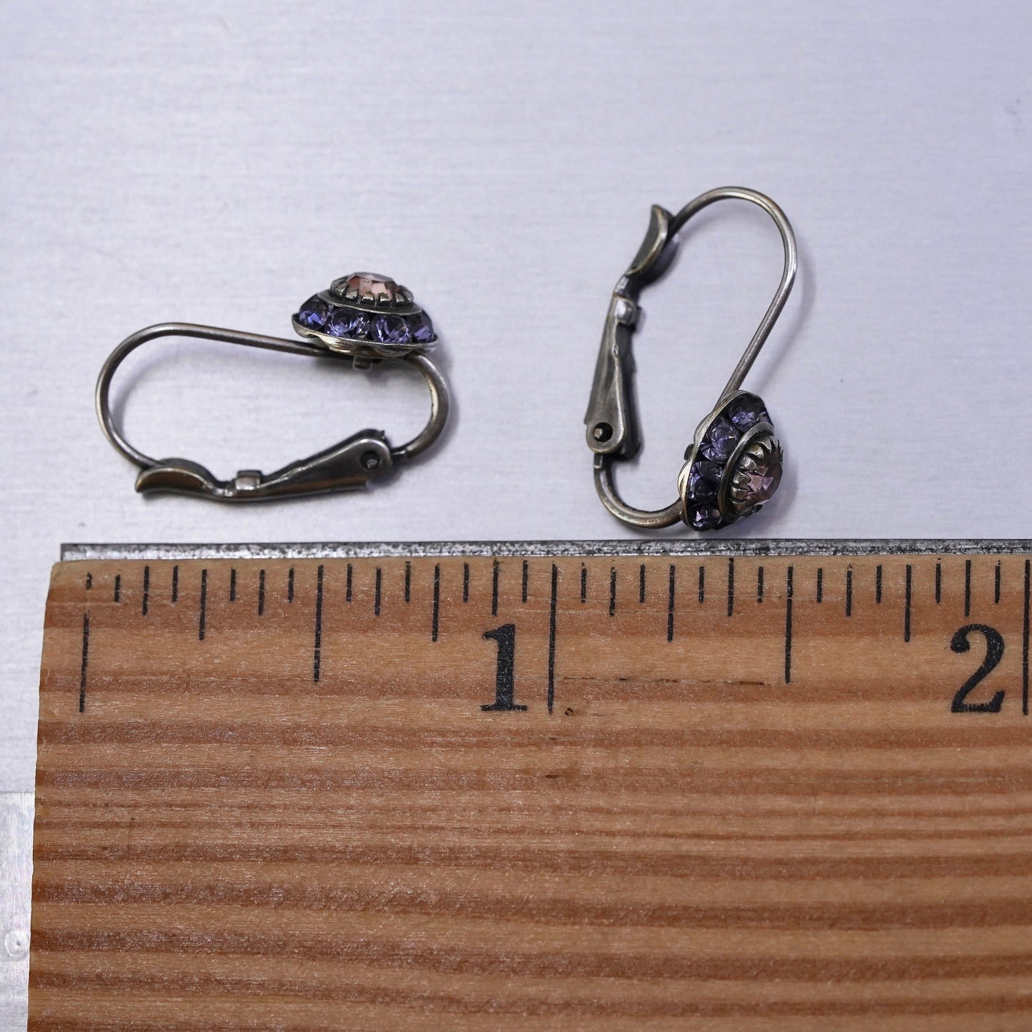 Vintage Liz Palacios Flower Dangle Clip On Earrings AB pink Crystals Estate