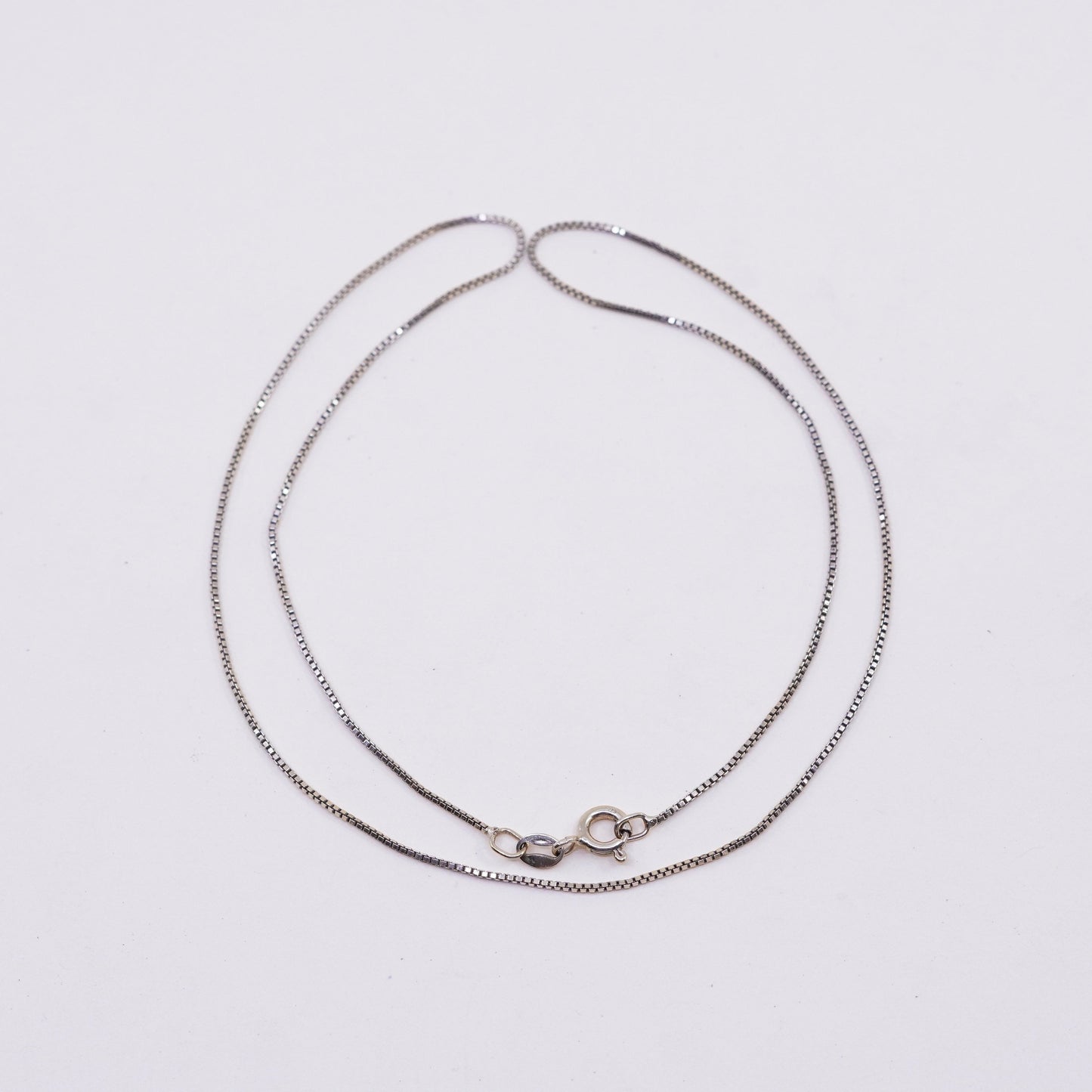18”, 1mm, Vintage vermeil gold over sterling 925 silver box chain, necklace, stamped 925