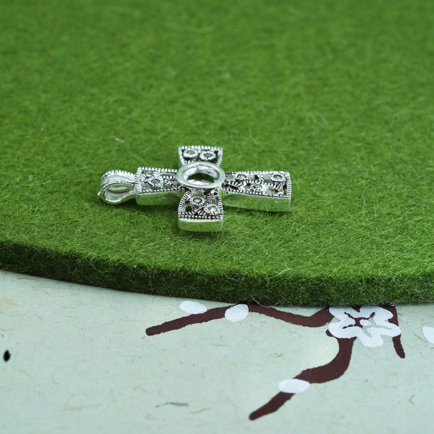 interchangeable handmade sterling silver cross pendant, 925 cage without stone