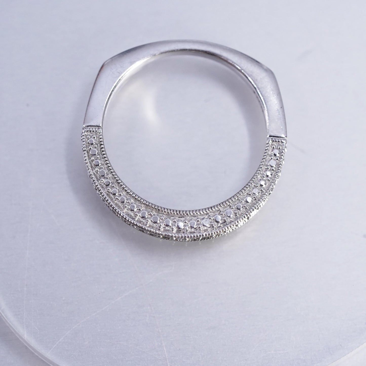 Size 7, vintage southwestern Sterling 925 silver wedding ring, cluster Cz band