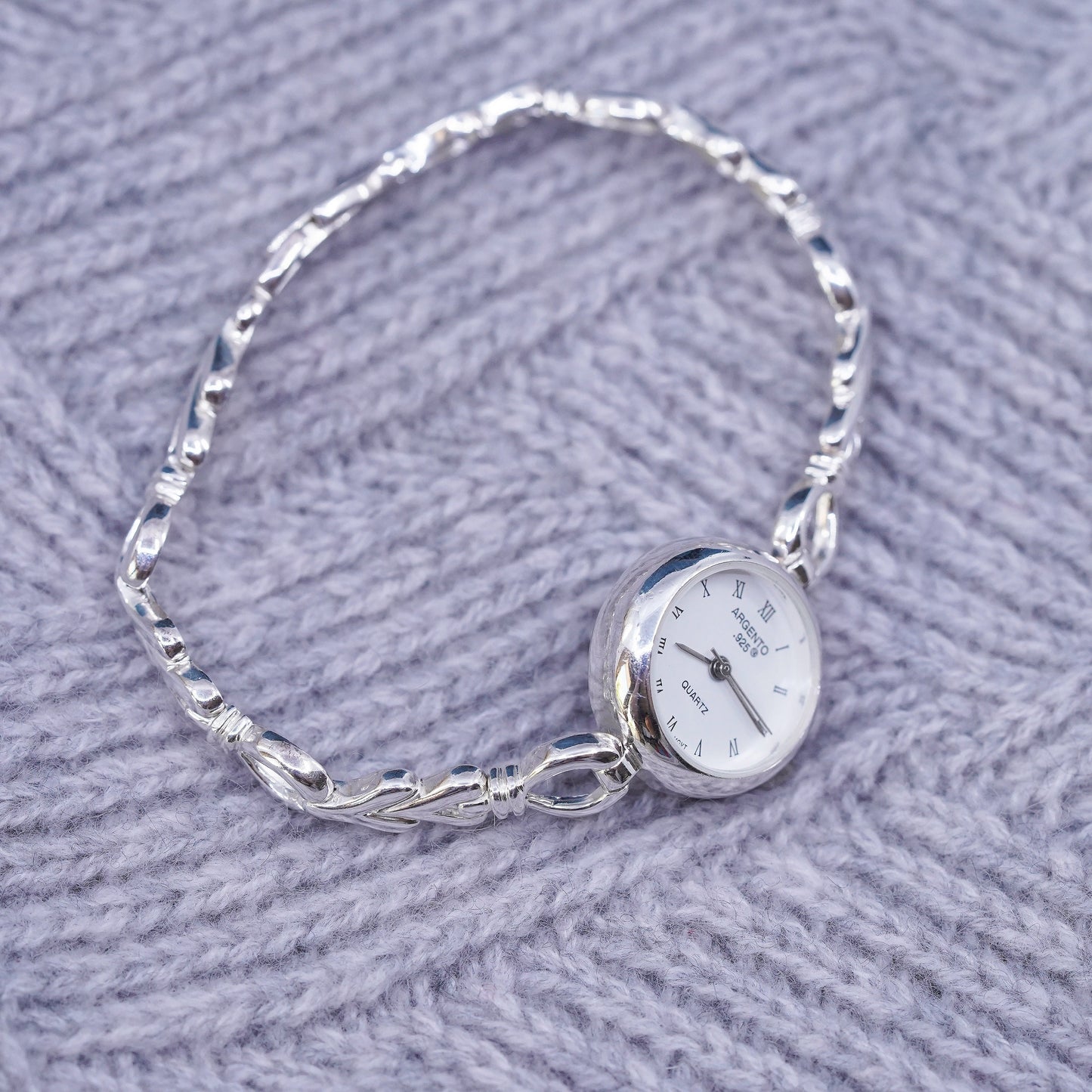 7”, Sterling Silver 925 Watch Argento Brand Round Face Silver not Working