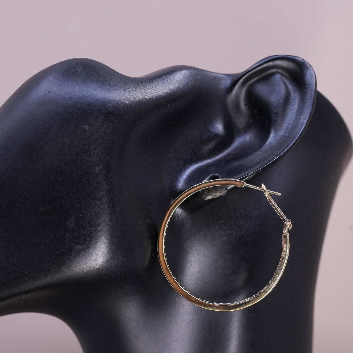 1.5”, Milor vermeil gold over Sterling silver earrings, 925 hoops cluster cz