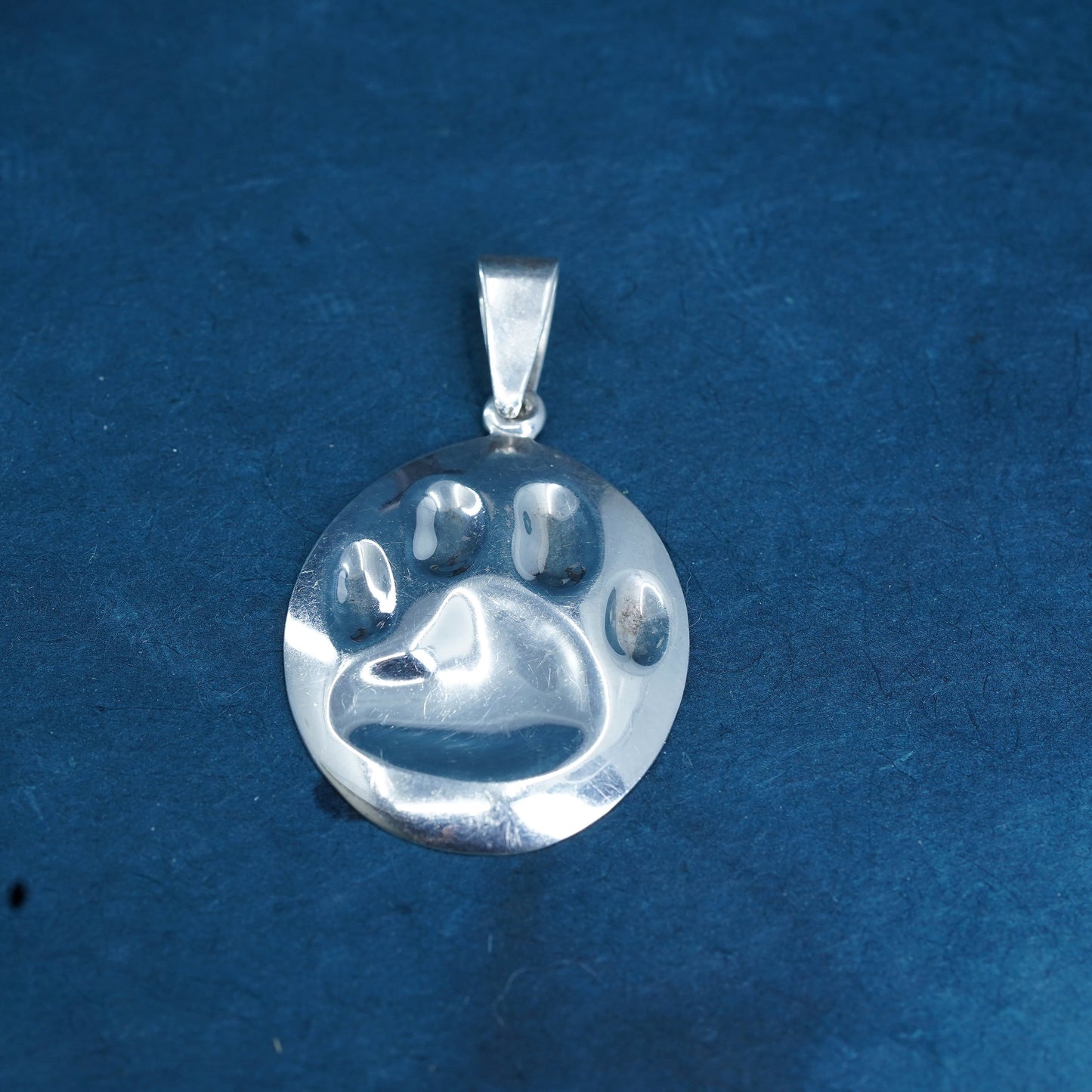 Vintage 925 Sterling Silver 925 handmade dog cat paw print pendnat