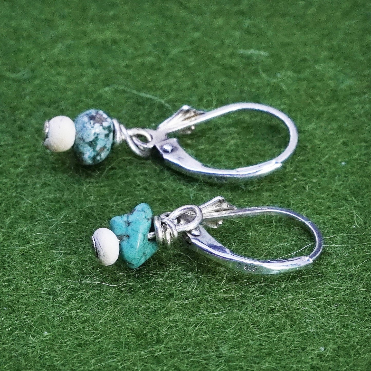 Vintage Sterling silver 925 handmade earrings with turquoise beads