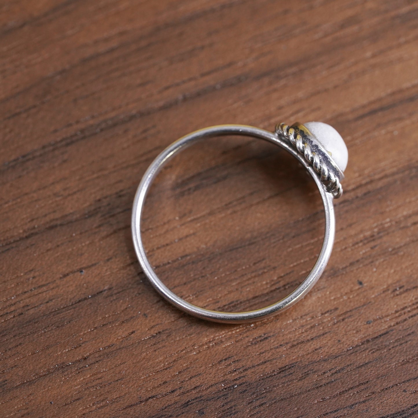 Size 6.5, vintage sterling silver handmade ring, 925 silver band with moonstone