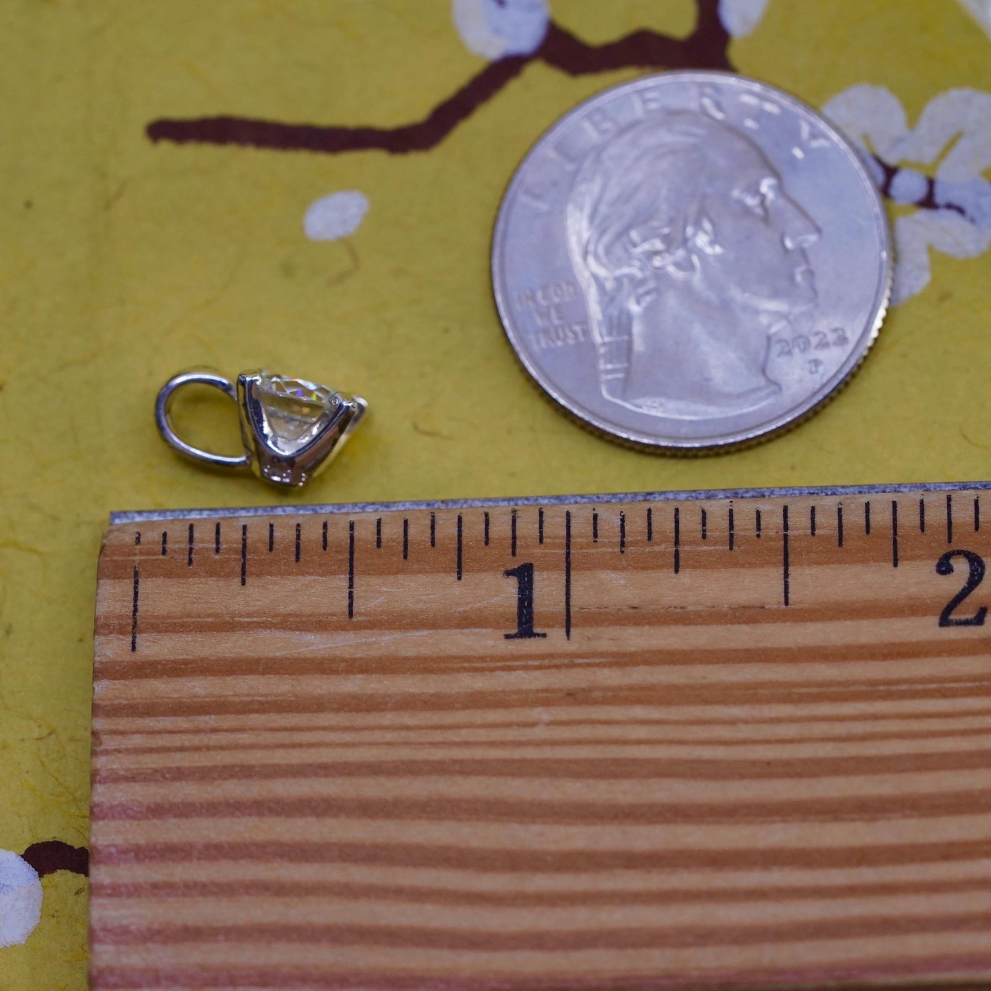 Vintage Sterling 925 silver handmade tiny pendant with cz