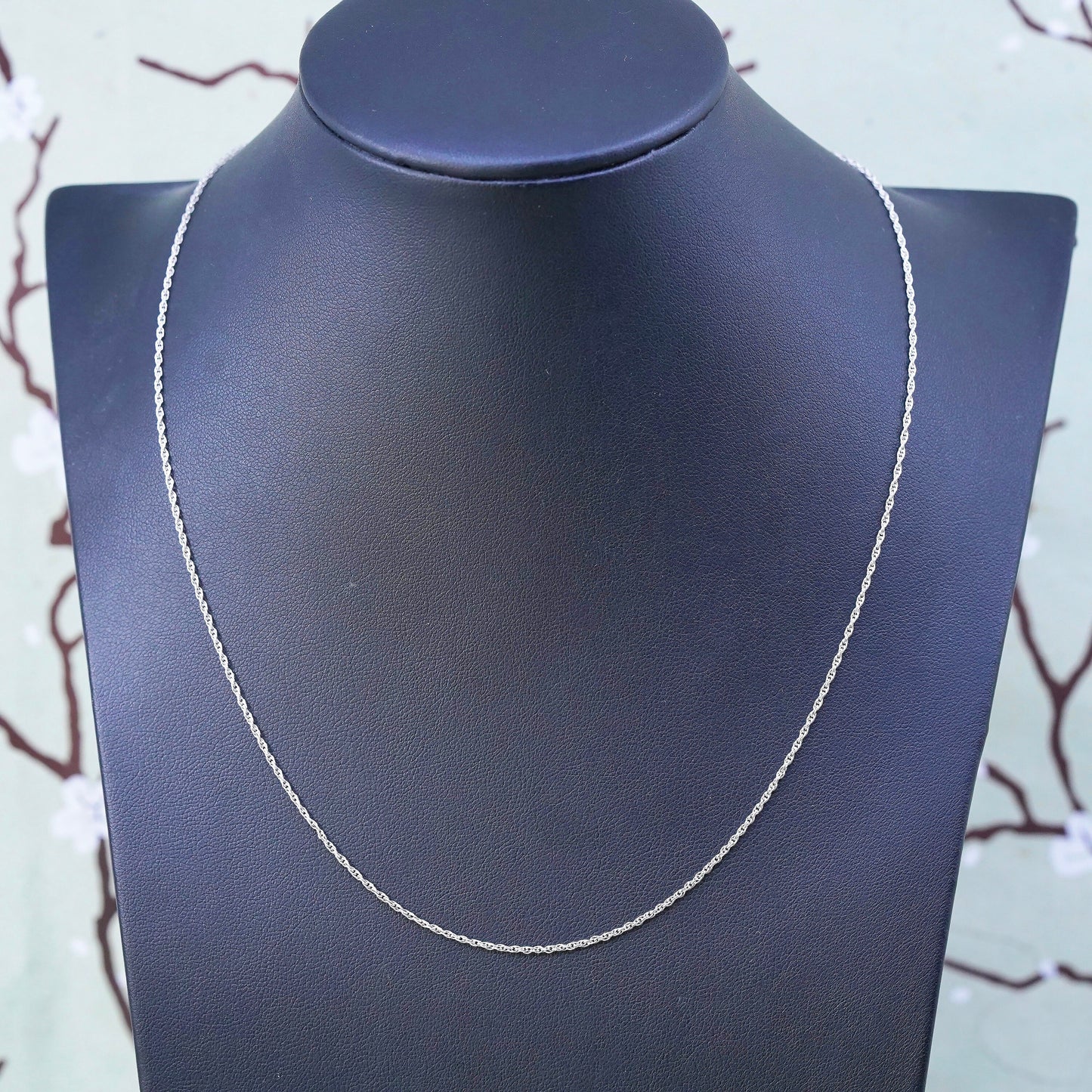 18” 1mm, vintage sterling silver necklace, 925 Singapore rope chain