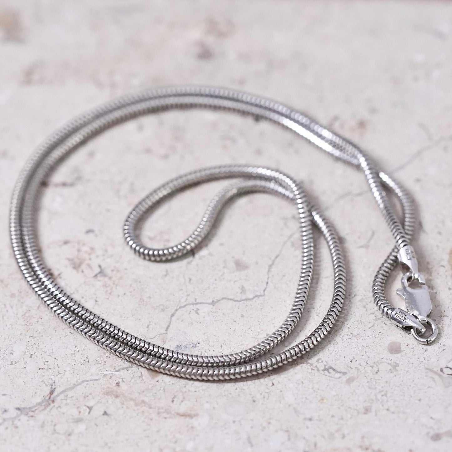 20", 2mm, vintage Italian Sterling silver handmade necklace, 925 snake chain