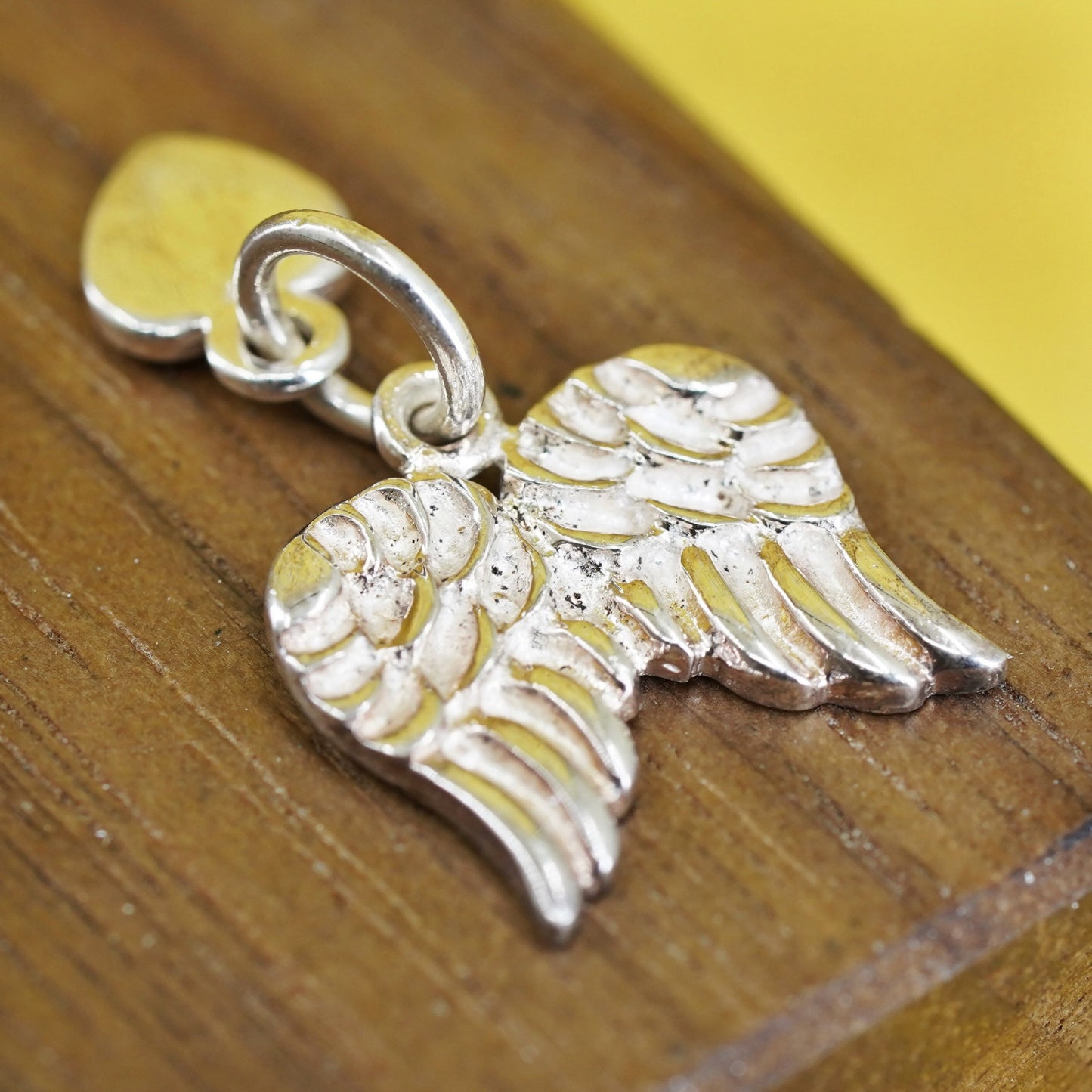 Vintage Sterling silver handmade charm, 925 wings pendant