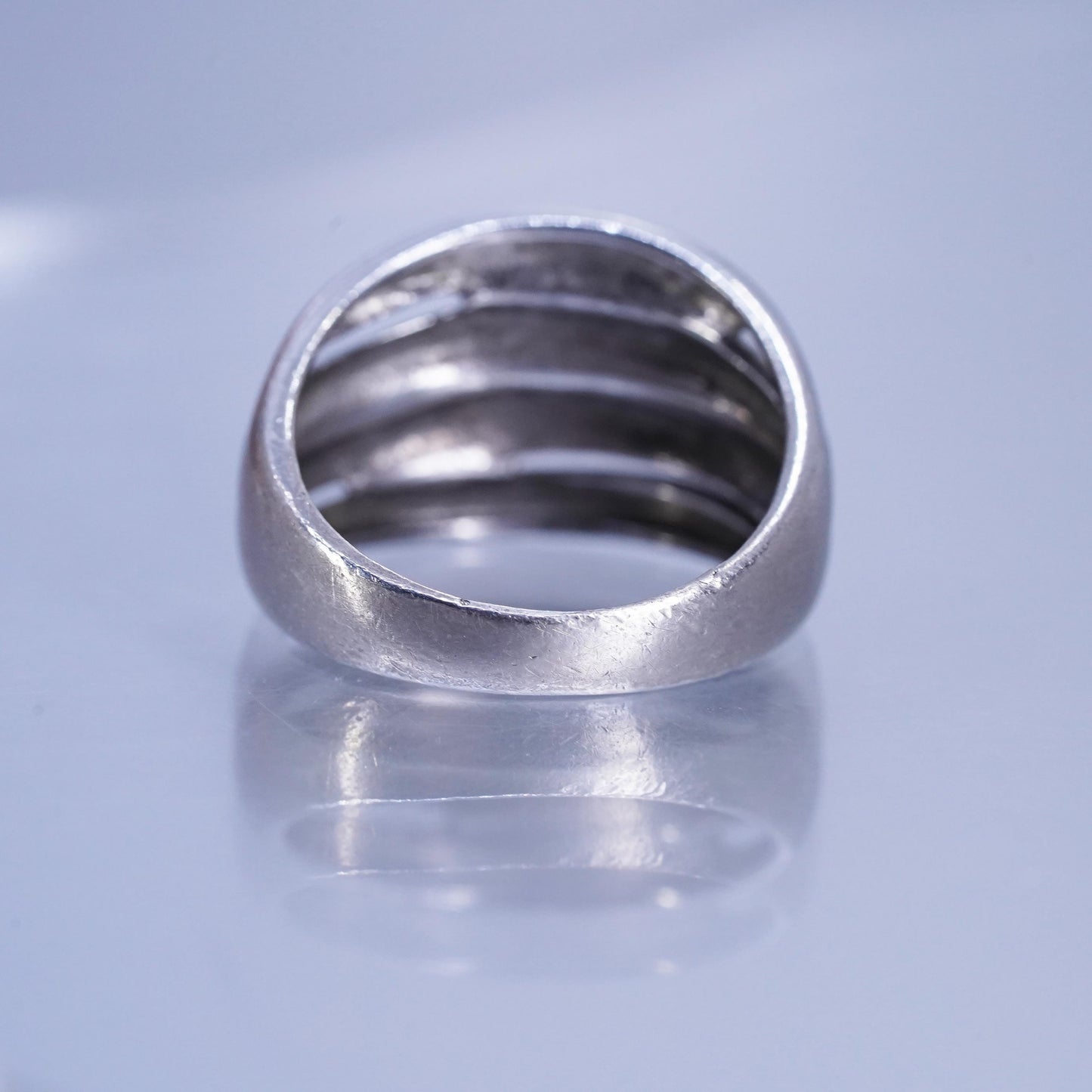 Size 6.75, vintage Sterling 925 silver handmade ring, modern ribbed band