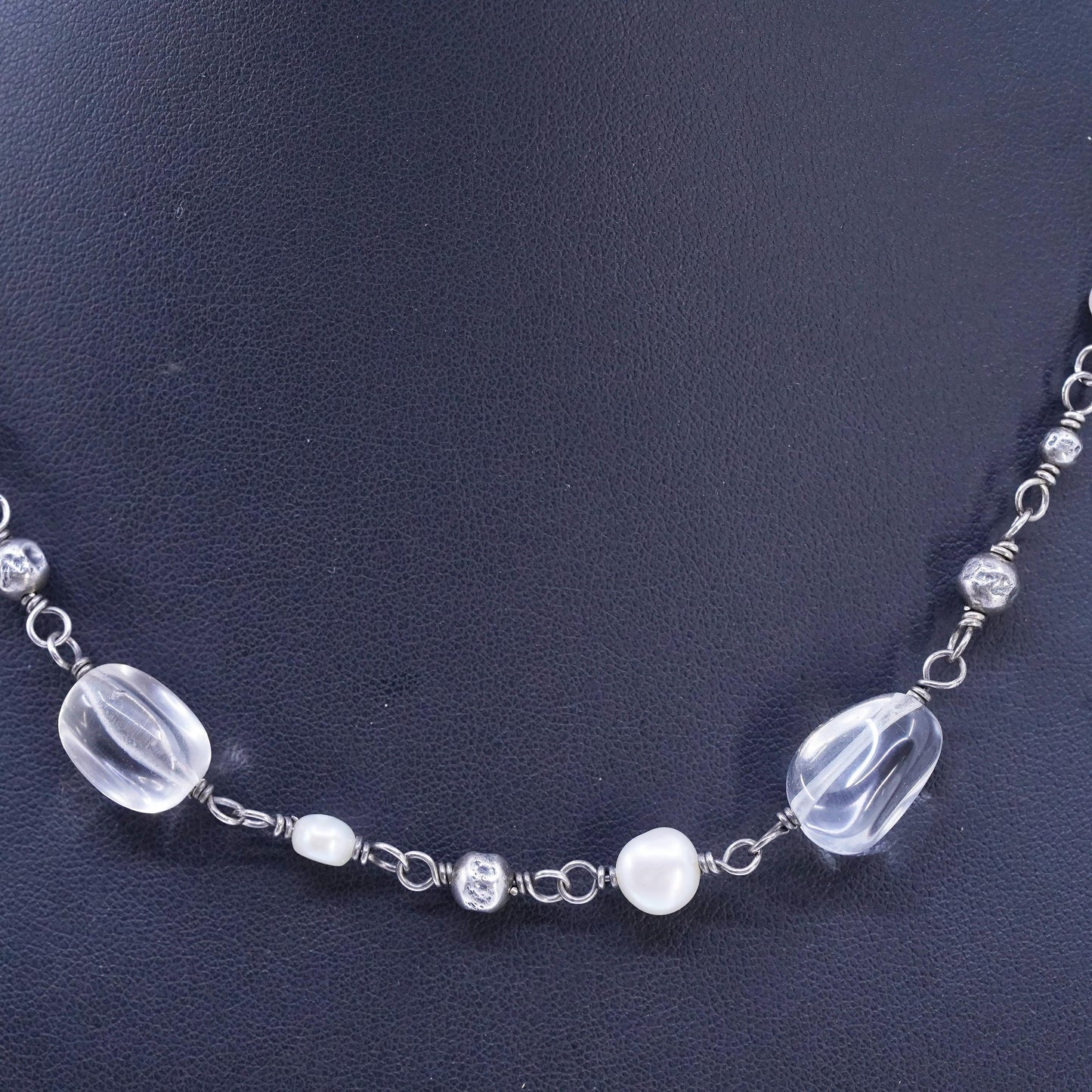 16+2", Silpada Sterling Silver Freshwater Pearl Crystal Necklace N1602 TS6330