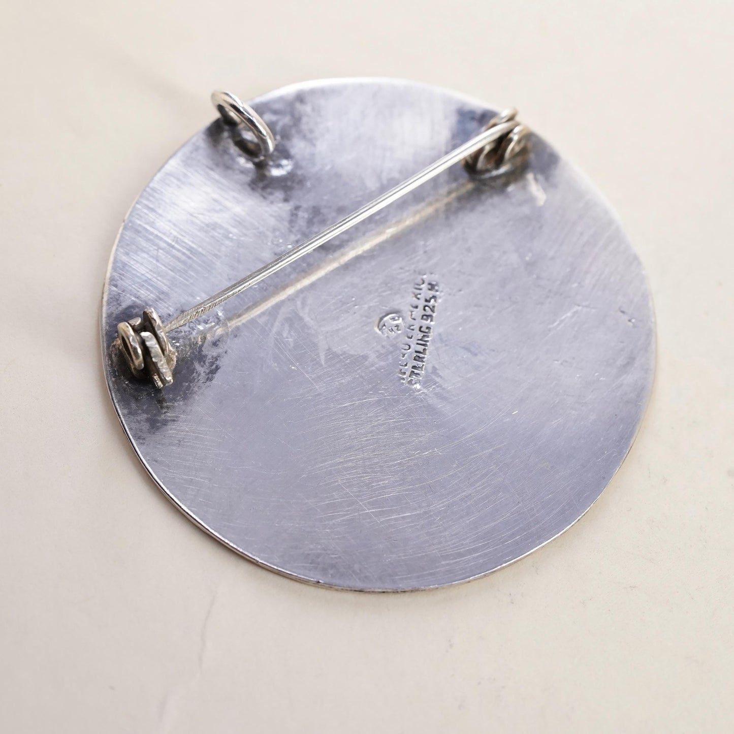 Taxco Sterling Silver Aztec Calendar Brooch Pendant Mexican Mayan Sun Stone Pin
