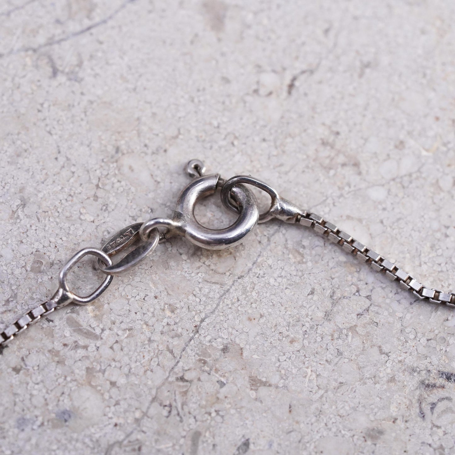 22", vintage Sterling silver necklace, 925 box chain with puffy heart pendant