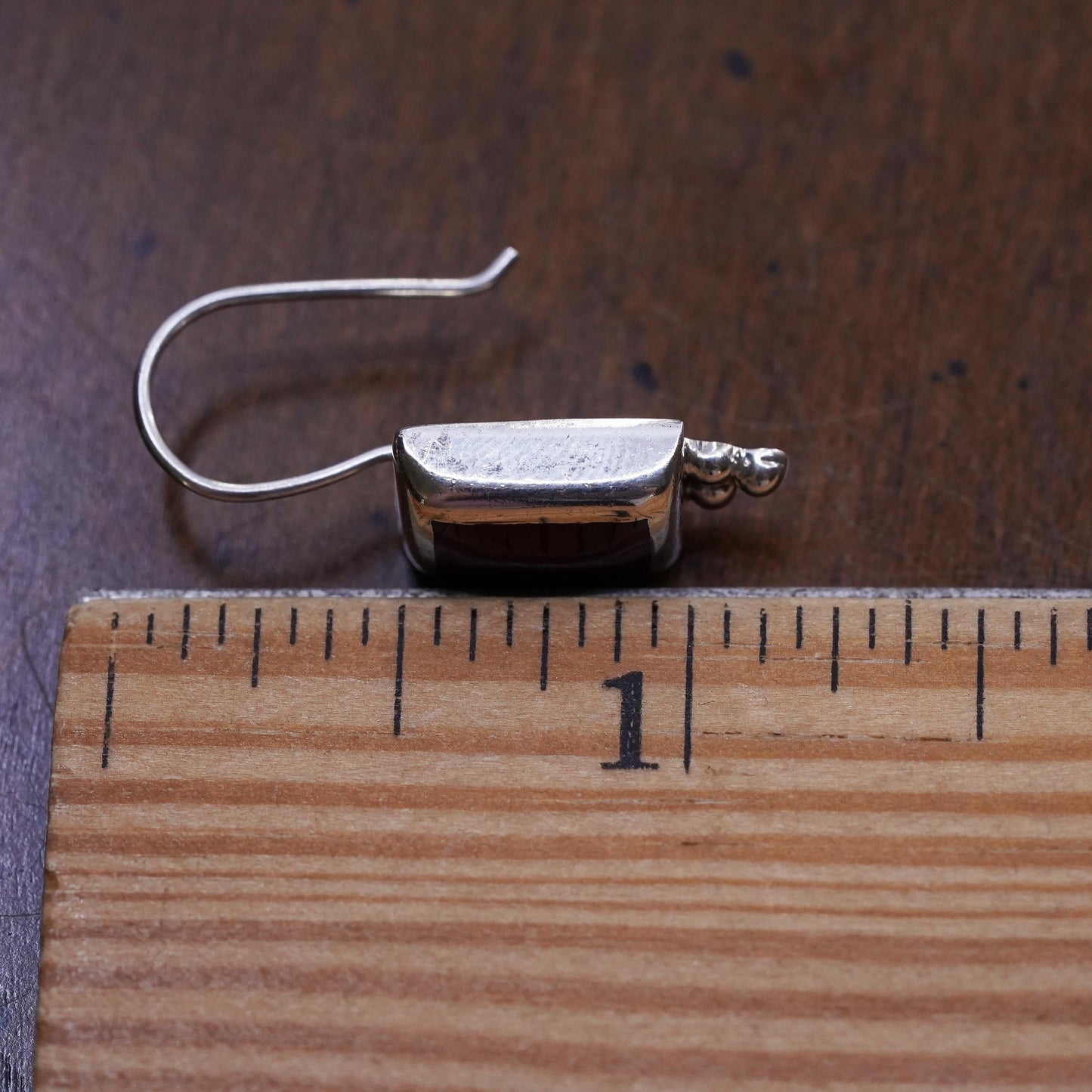 Vintage Mexican sterling 925 silver handmade single earring with red Jasper