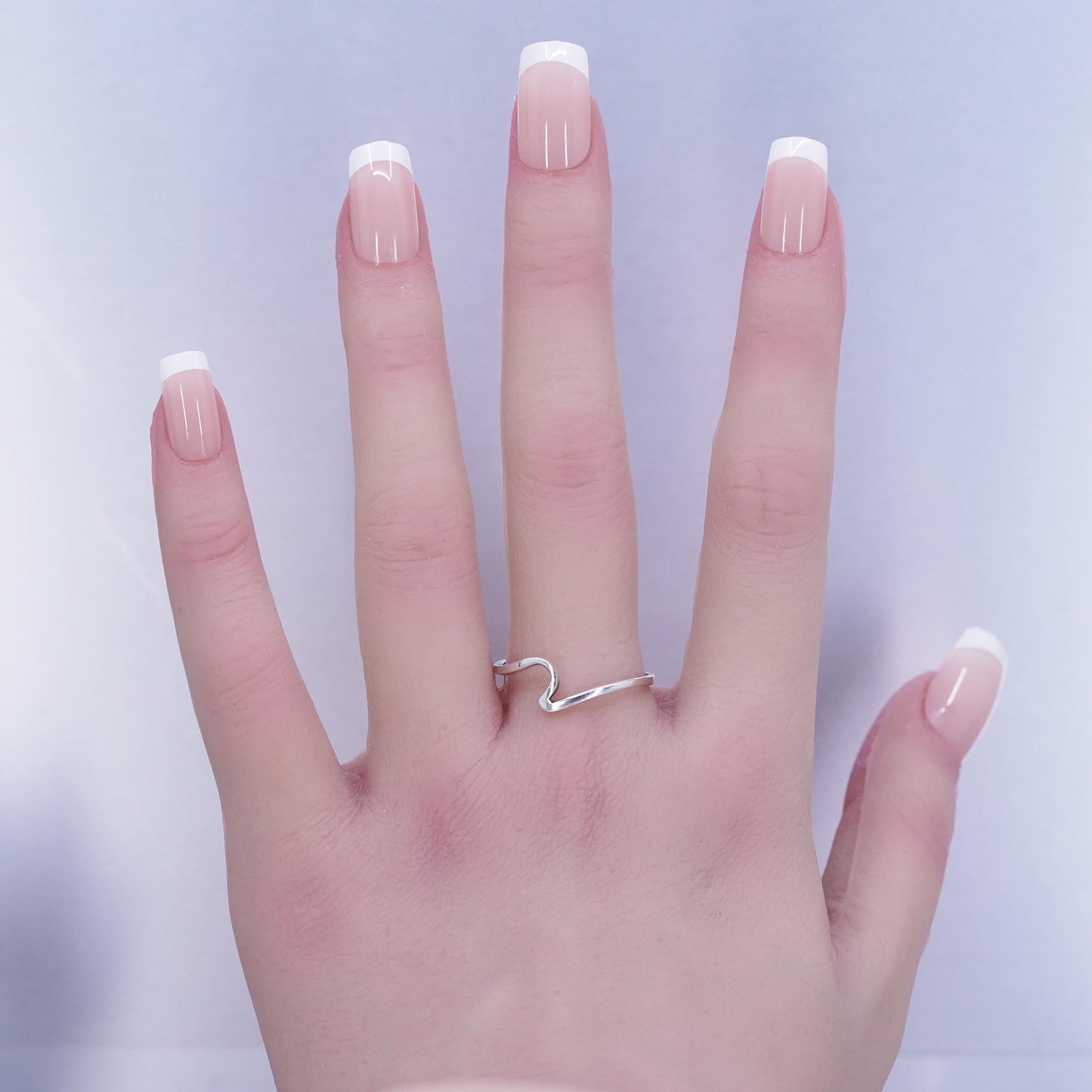 Size 9.75, vintage modern Sterling 925 silver handmade ring, wavy band