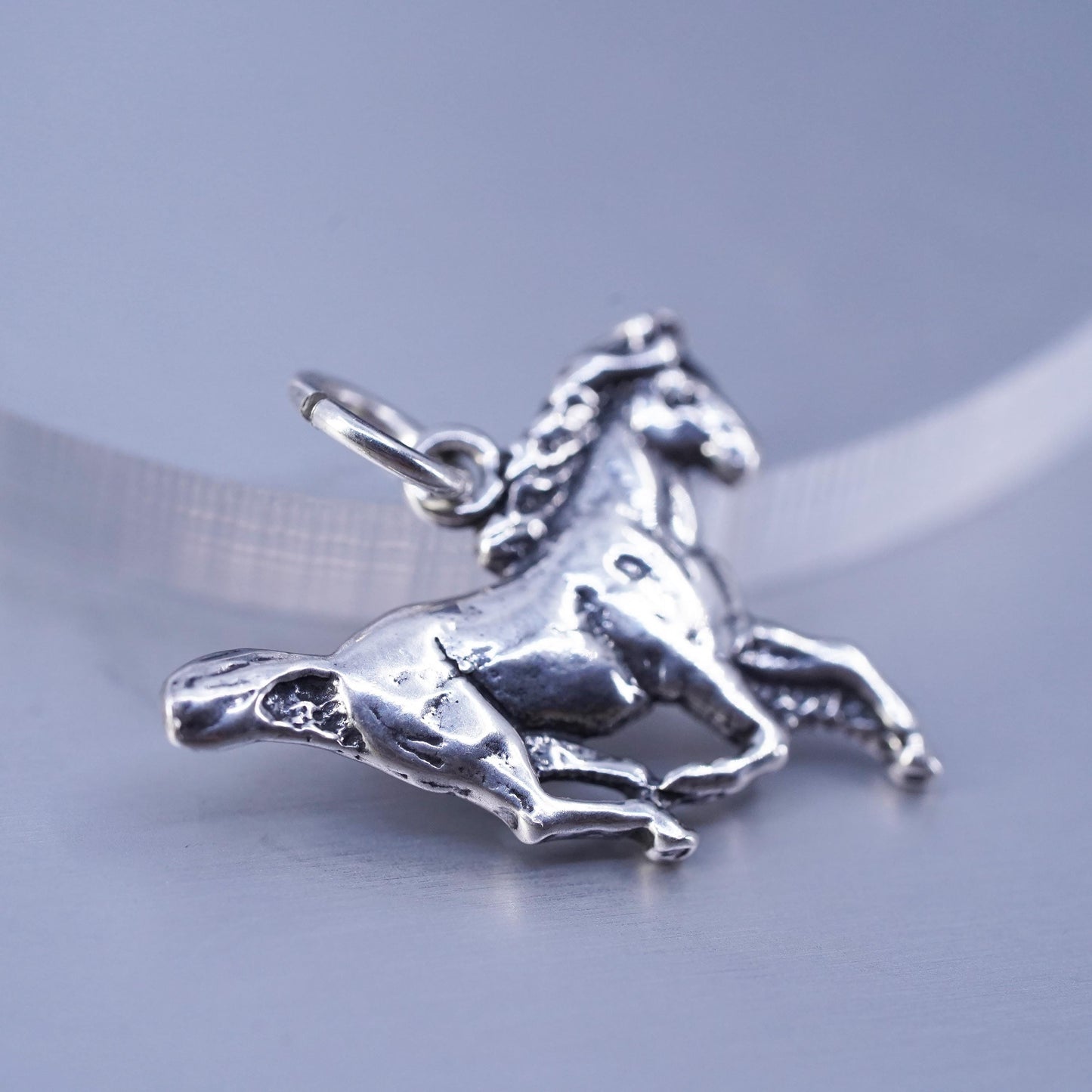 Vintage Sterling silver handmade simple 925 running horse