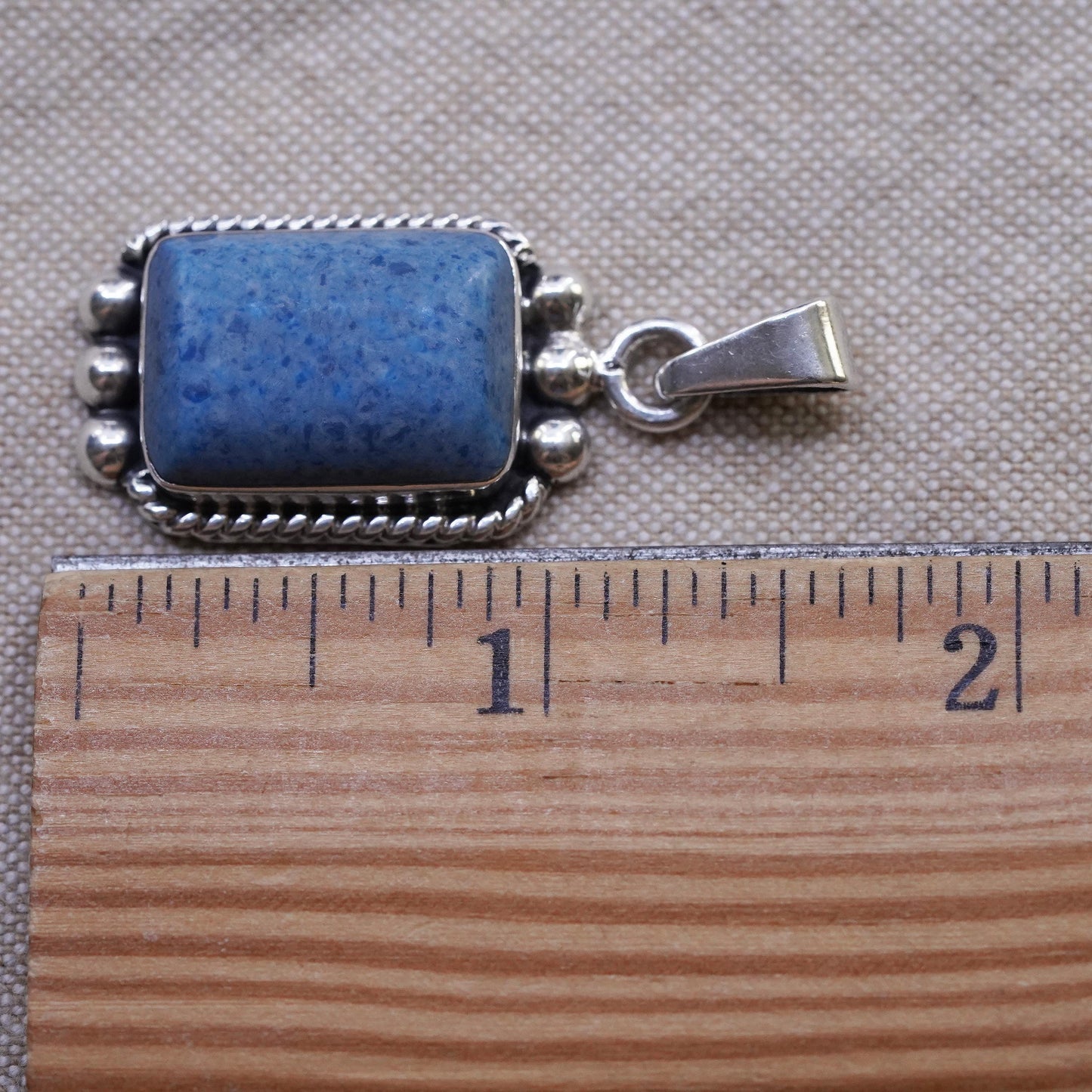 Vintage Mexican Sterling 925 silver charm pendant with denim lapis lazuli beads