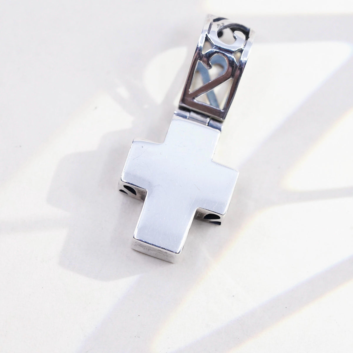 Vintage handmade Sterling silver pendant, 925 filigree cross charm