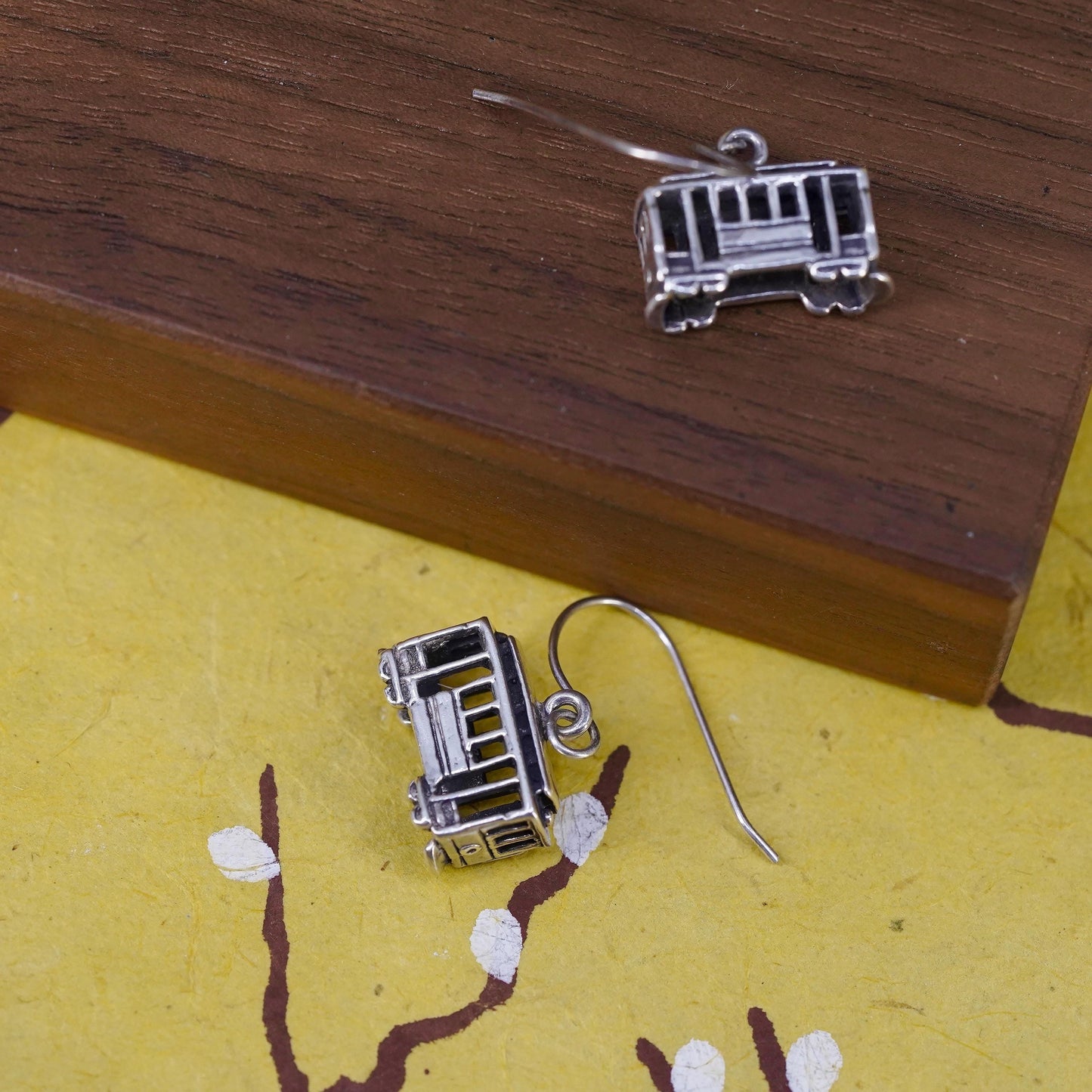 Sterling 925 Silver Cable Car Earrings | Tram Trolley charms | Travel Lover