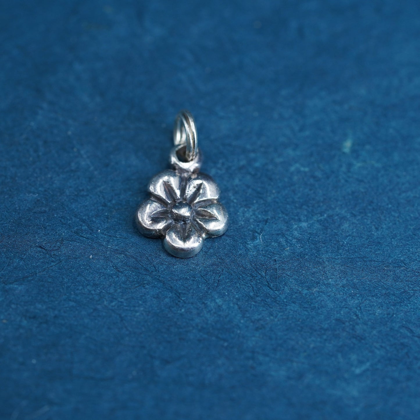 Vintage Sterling silver handmade pendant, 925 sunflower flower charm