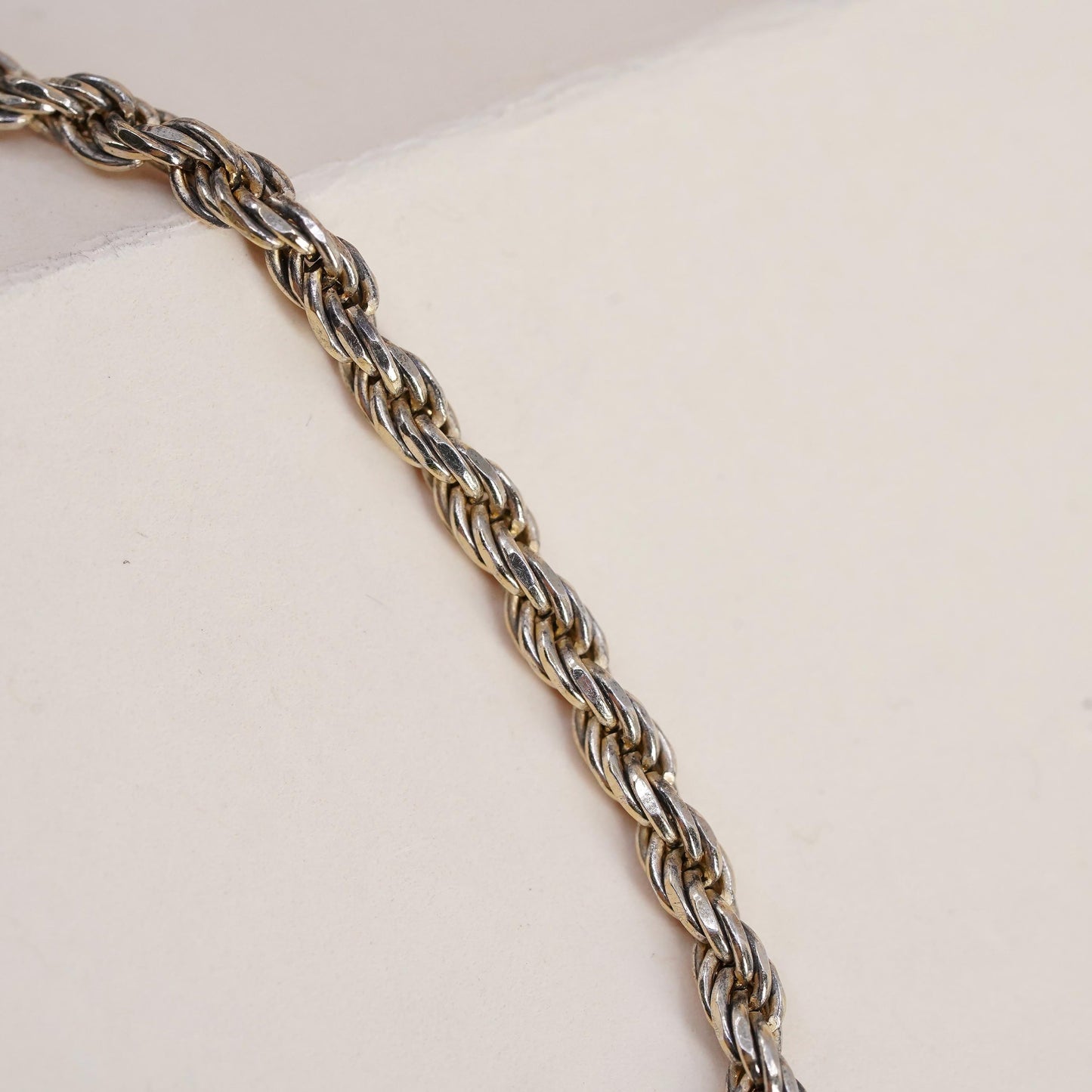7", Vintage vermeil gold over sterling 925 silver Italian rope chain bracelet