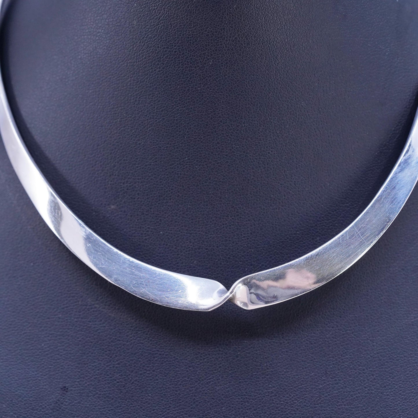 12", VTG Mexican Sterling silver necklace, twisted 925 choker collar necklace