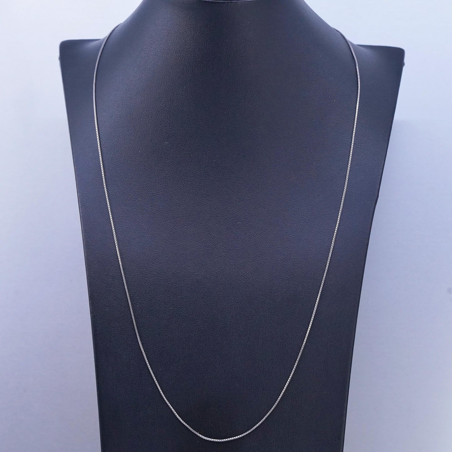 24", Vintage Italian sterling silver box chain, made in Italy silver necklace