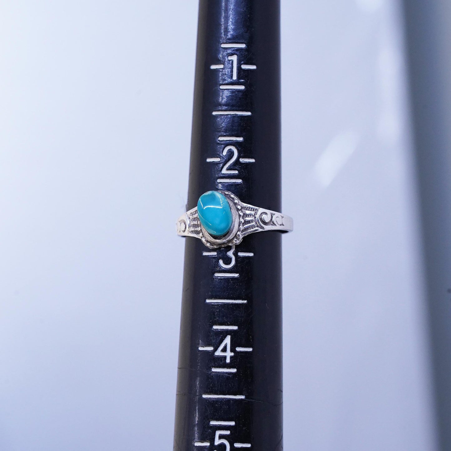Size 2.75, Native American southwestern sterling silver ring, 925 turquoise