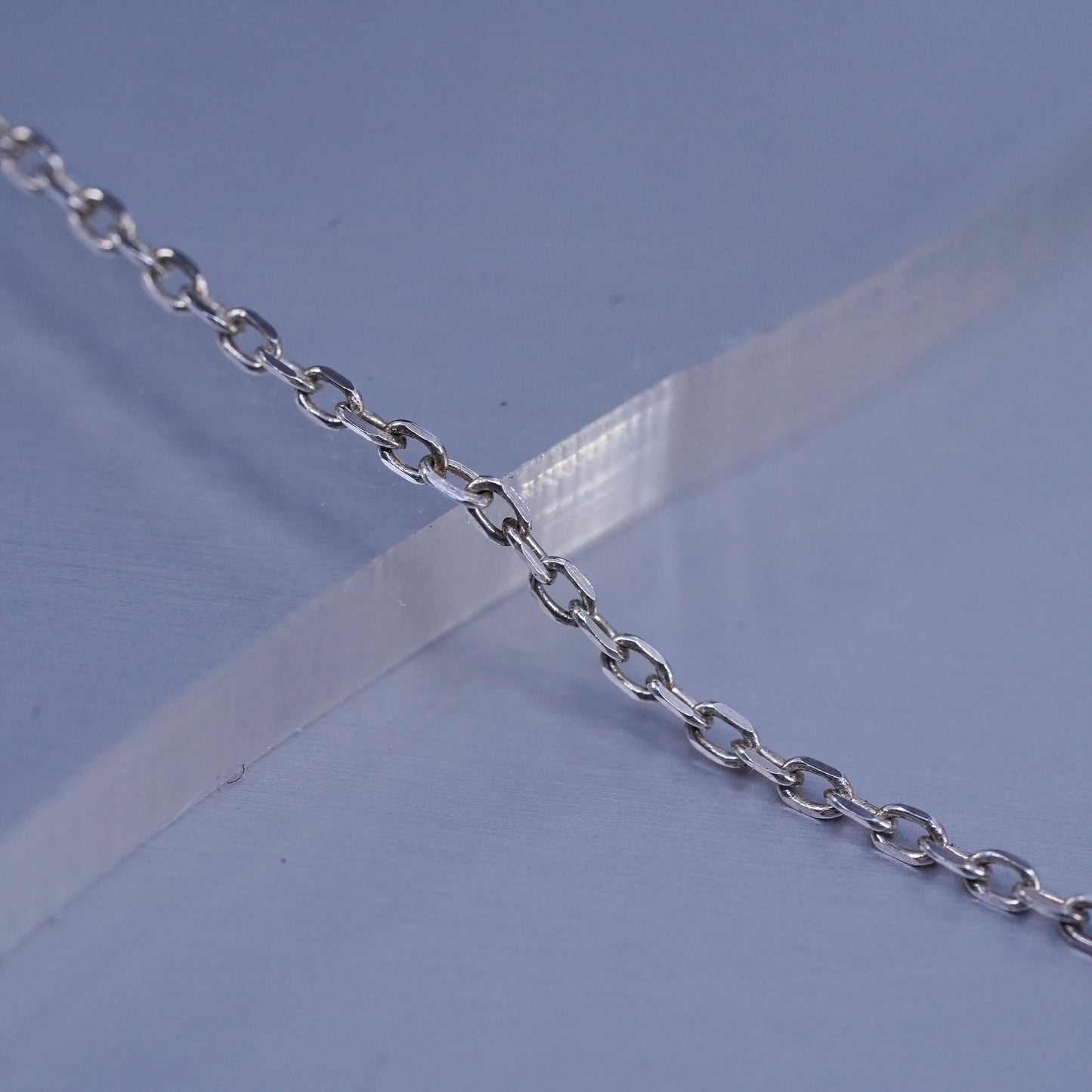 18” 1mm, vintage Italy Sterling 925 silver flatten circle chain necklace