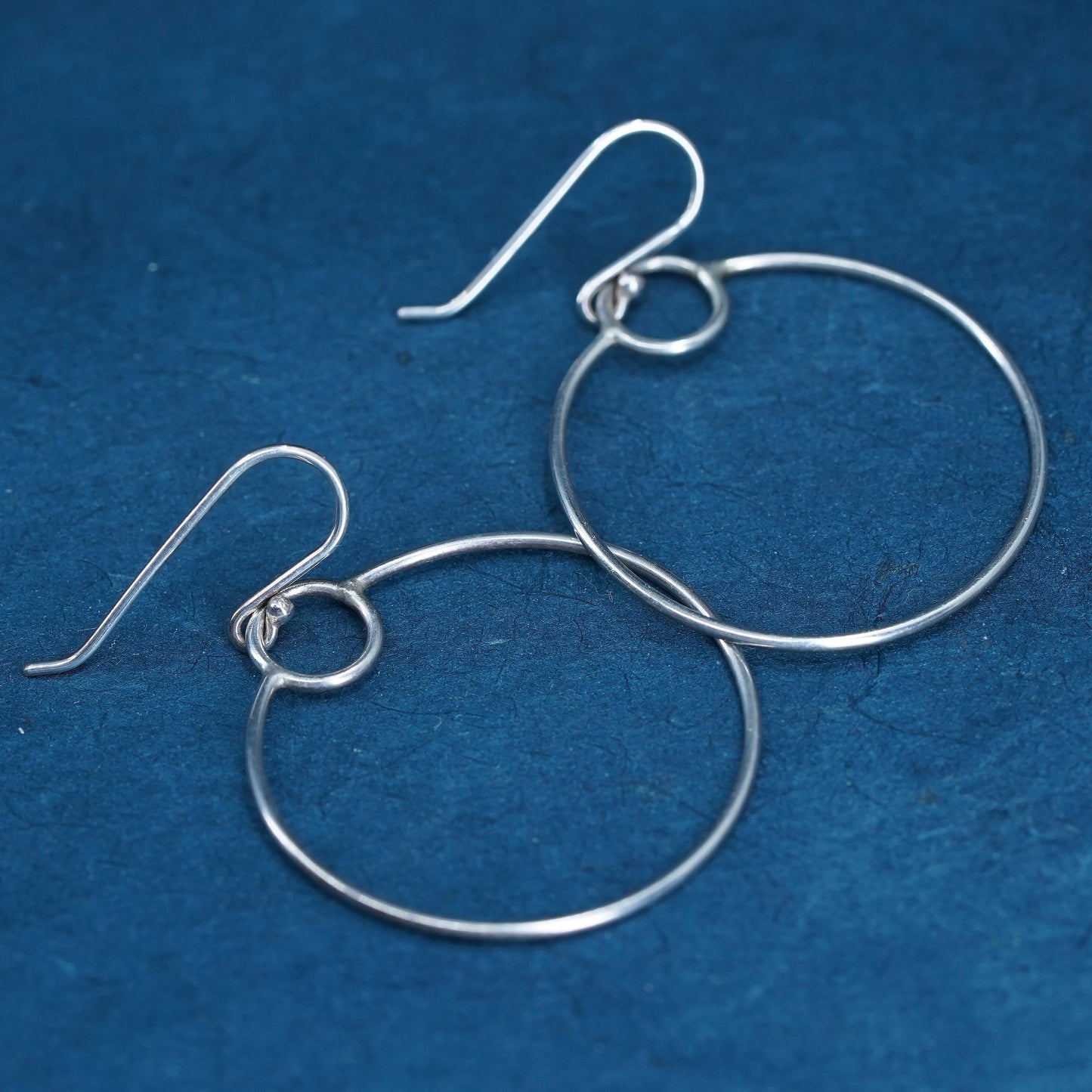 Vintage sterling silver handmade earrings, 925 circle link drop