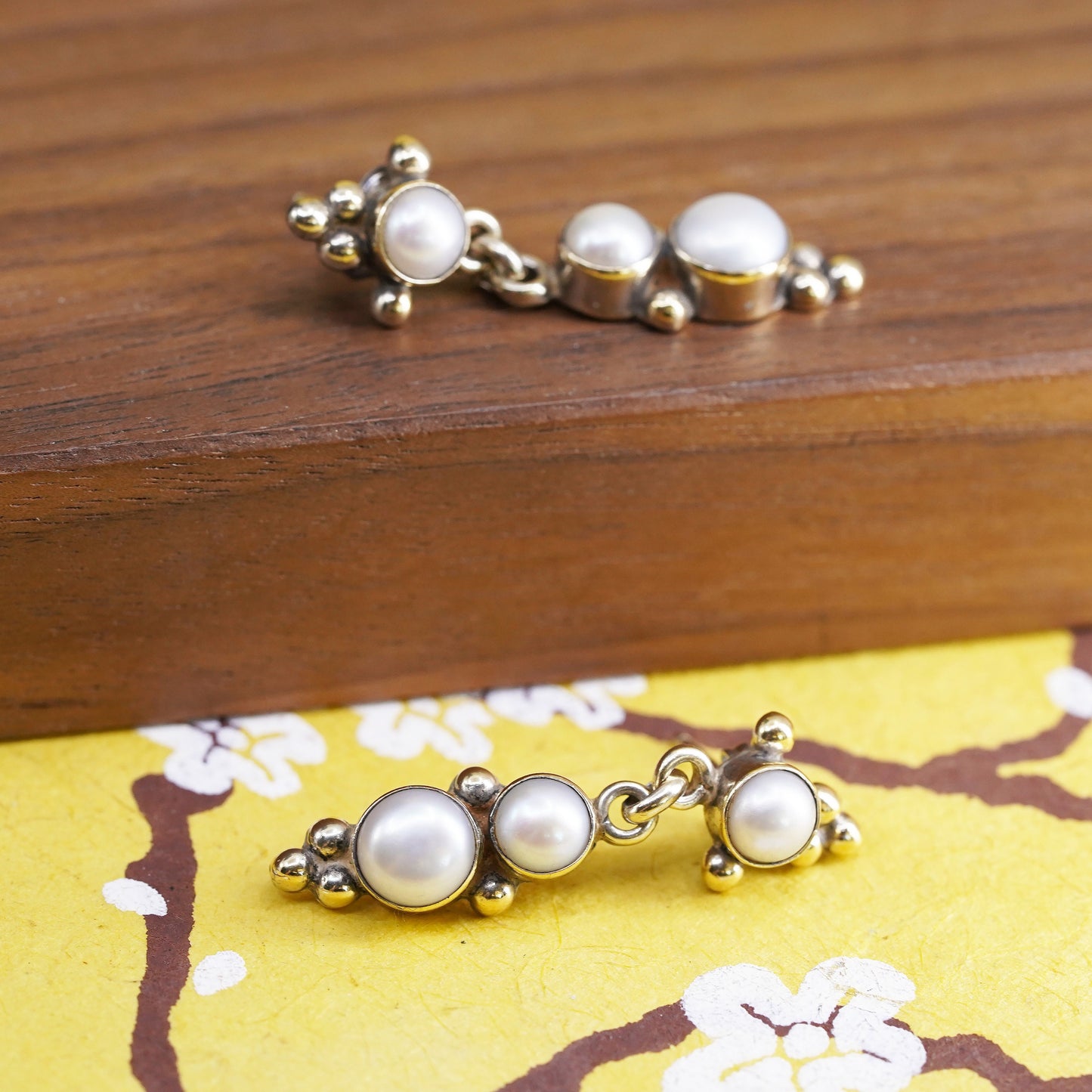 Janice Girardi JGD vermeil gold over Sterling 925 silver earrings with pearl
