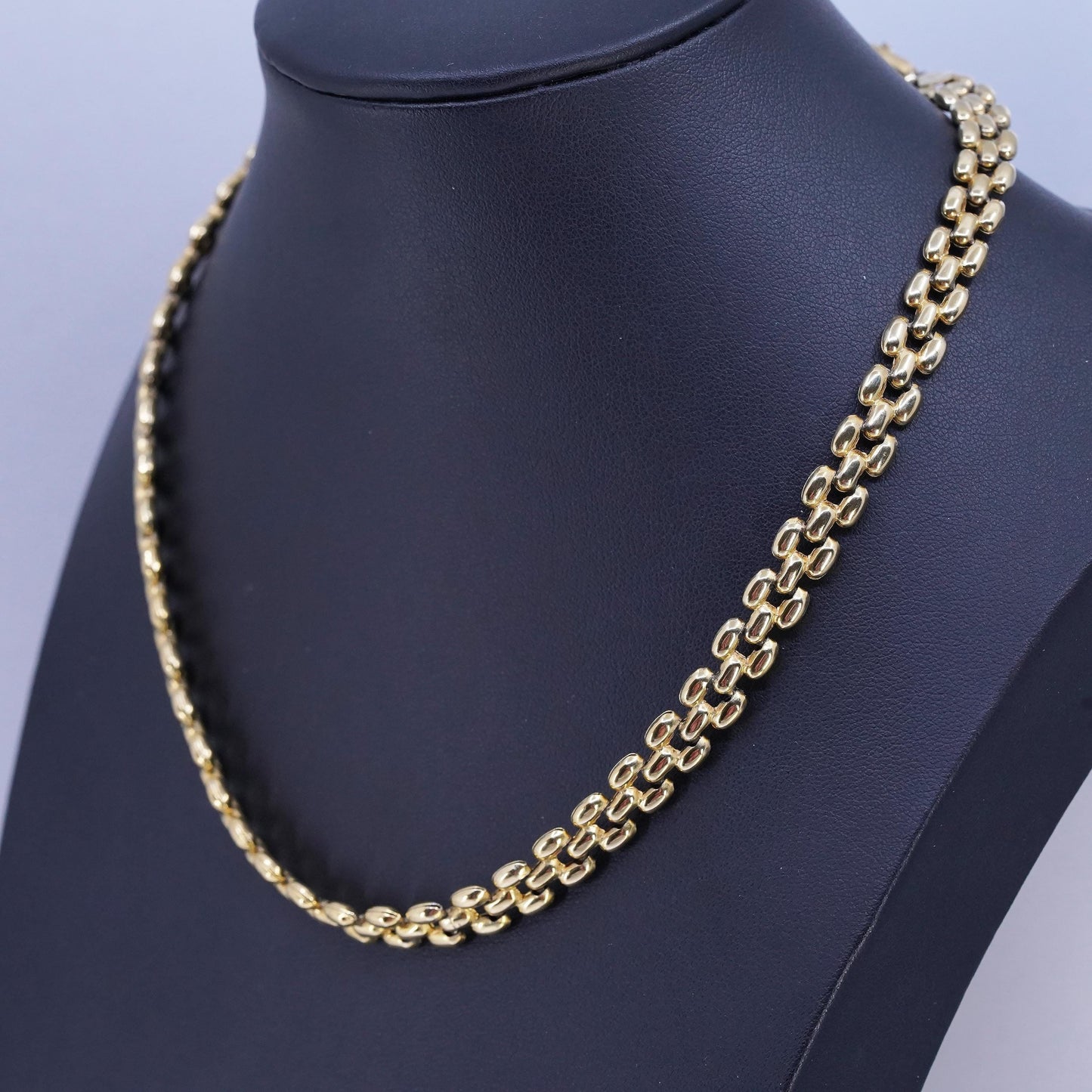 17", Milor Italy vermeil gold plated Sterling 925 silver puffy anchor necklace