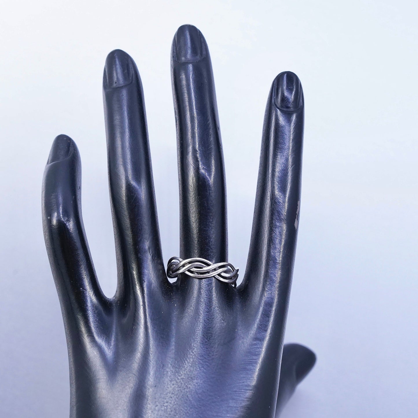 Size 9, vintage modern Sterling 925 silver handmade ring, wavy band