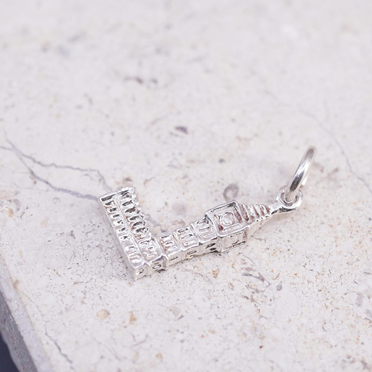 Sterling 925 Silver Big Ben Clock Tower Charm Pendant, London England Landmark