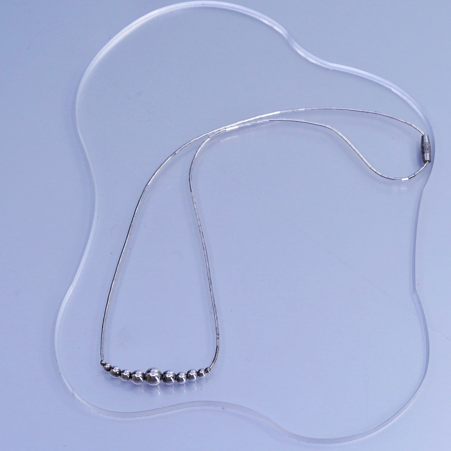 16”, vintage southwestern Sterling 925 silver handmade graduated bead necklace