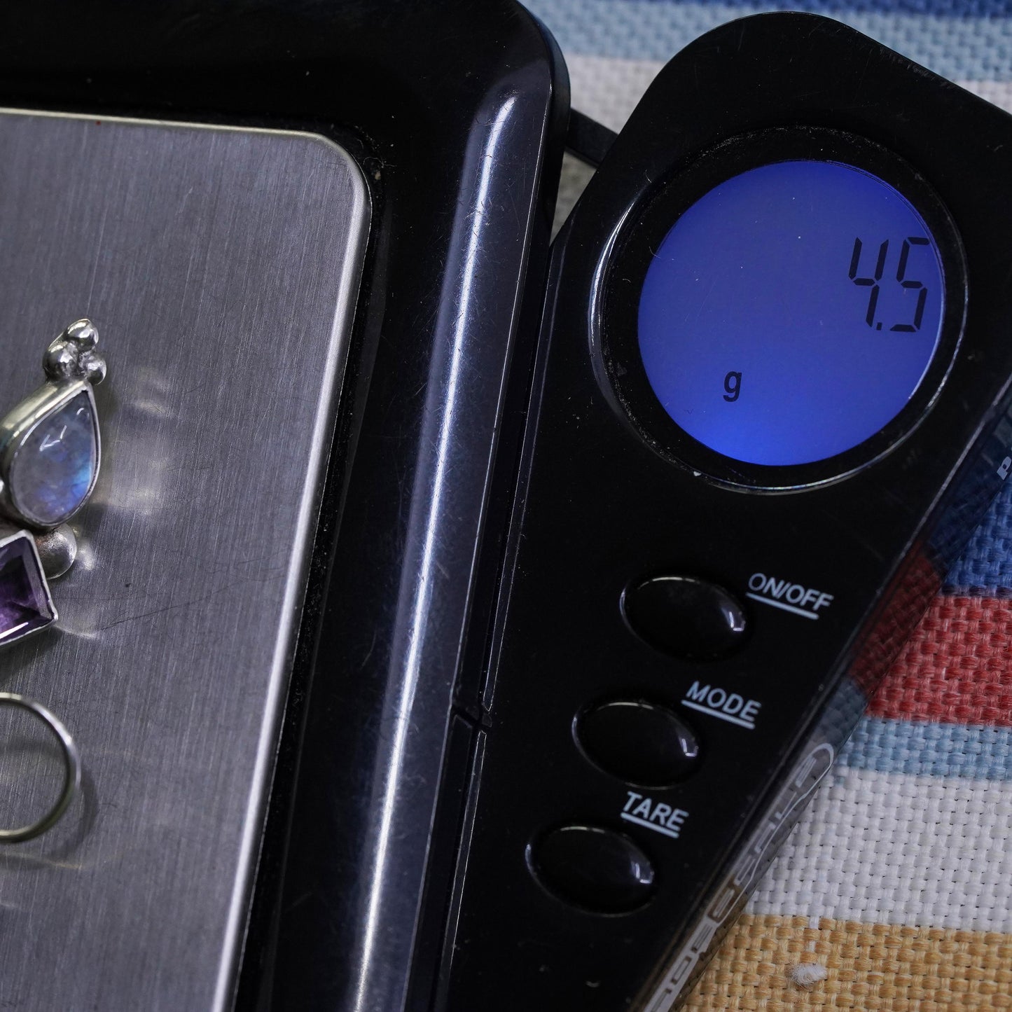 Vintage Sterling 925 silver handmade earrings with amethyst and moonstone
