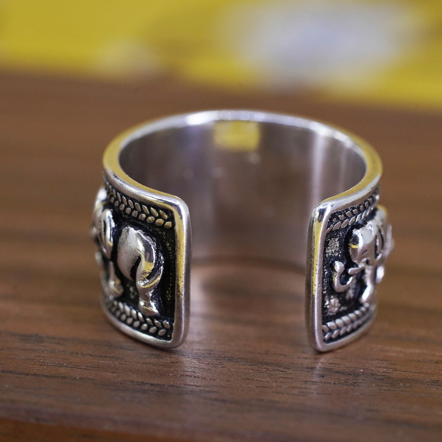 Size adjustable, vintage sterling silver handmade ring. 925 elephant band